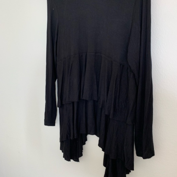 AB Studios size large stretchy black layered cover up wrap jacket. - Picture 4 of 9